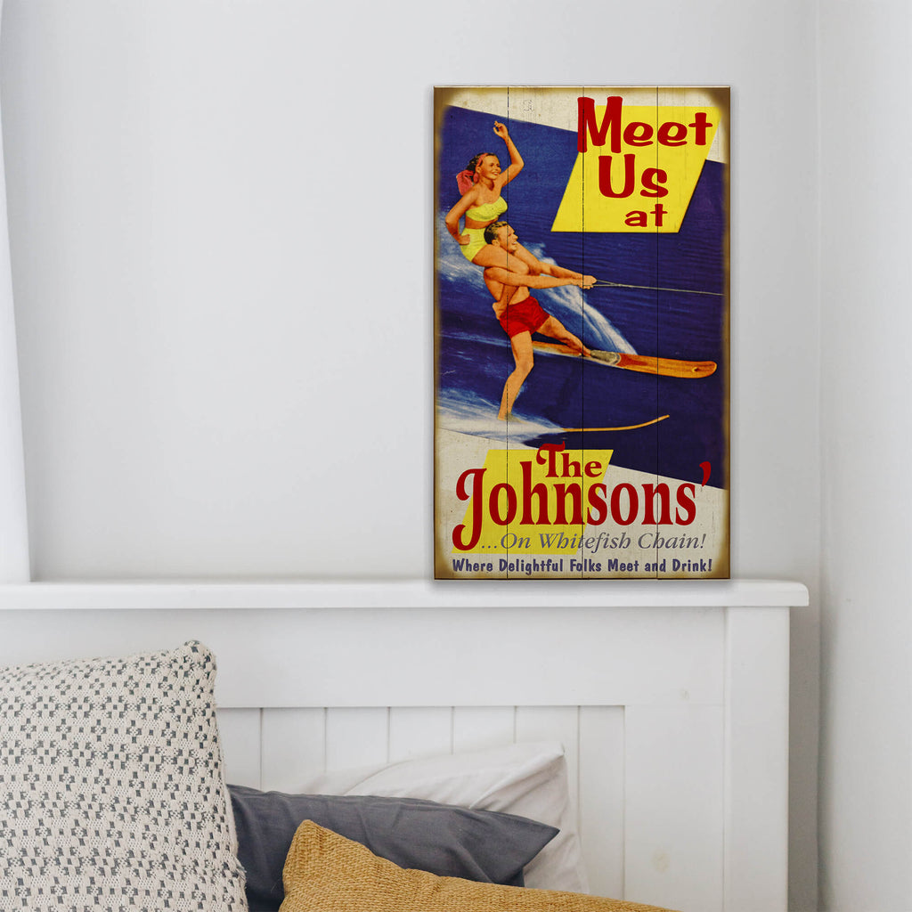 Delightful Skiers - Wood & Metal Wall Art