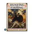 Hunting and Fishing Bear: Personalized - Wood & Metal Wall Art