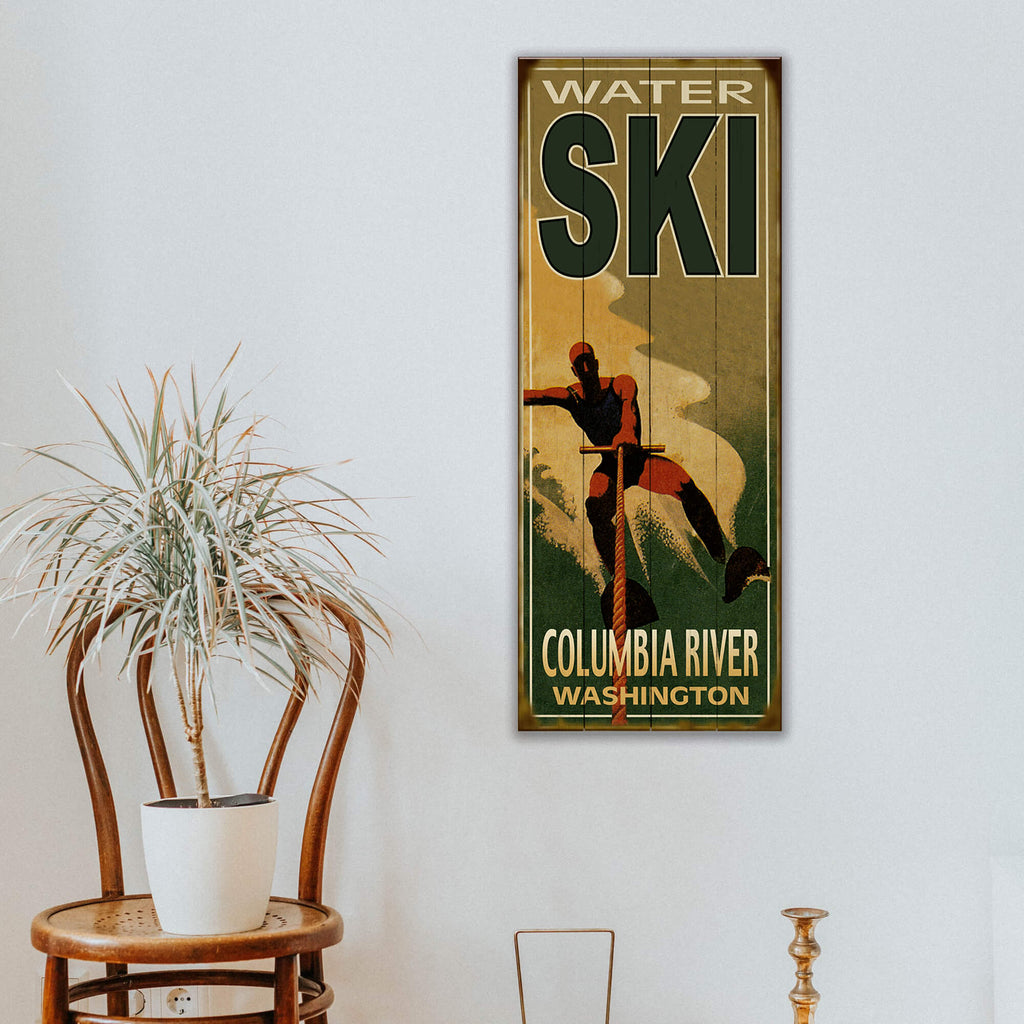 Water Skier Silhouette - Wood & Metal Wall Art