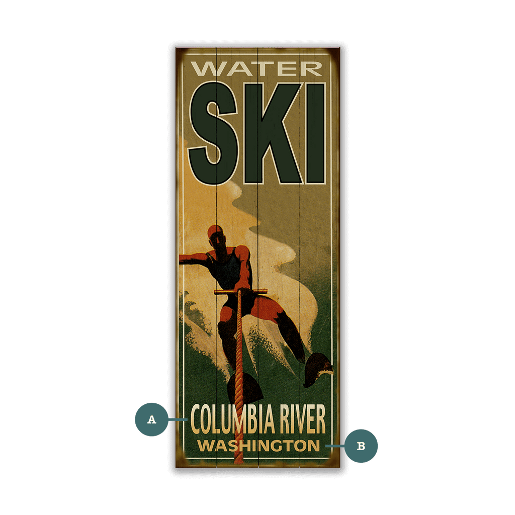 Water Skier Silhouette - Wood & Metal Wall Art