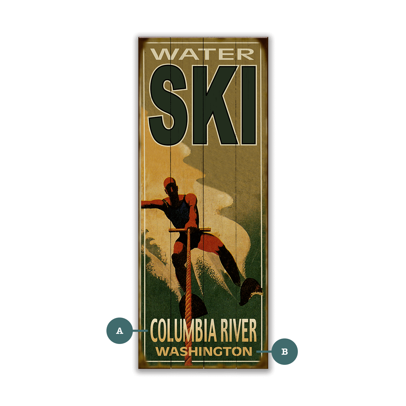 Water Skier Silhouette - Wood & Metal Wall Art