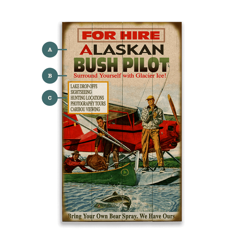 Bush Pilot for Hire - Wood & Metal Wall Art