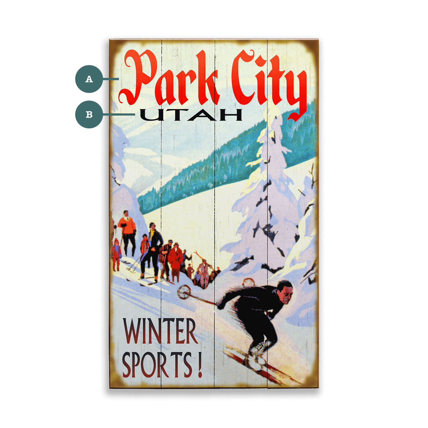Park City Winter Sports - Wood & Metal Wall Art