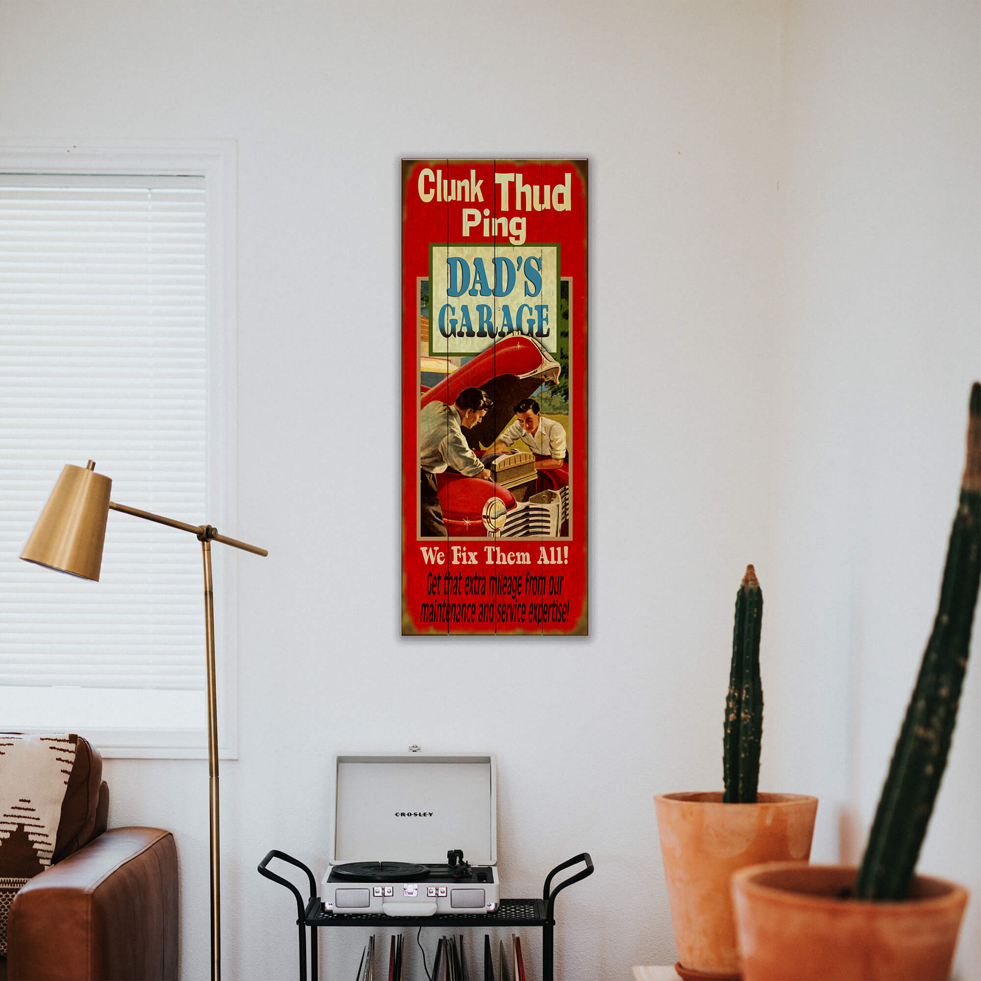 Clunk Thud Ping - Dad's Garage - Wood & Metal Wall Art