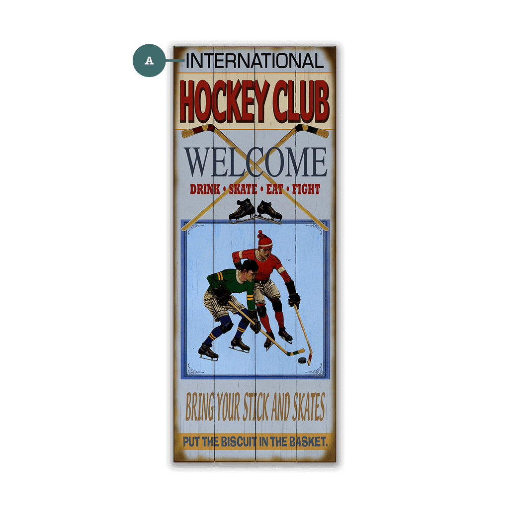 Hockey Club - Wood & Metal Wall Art