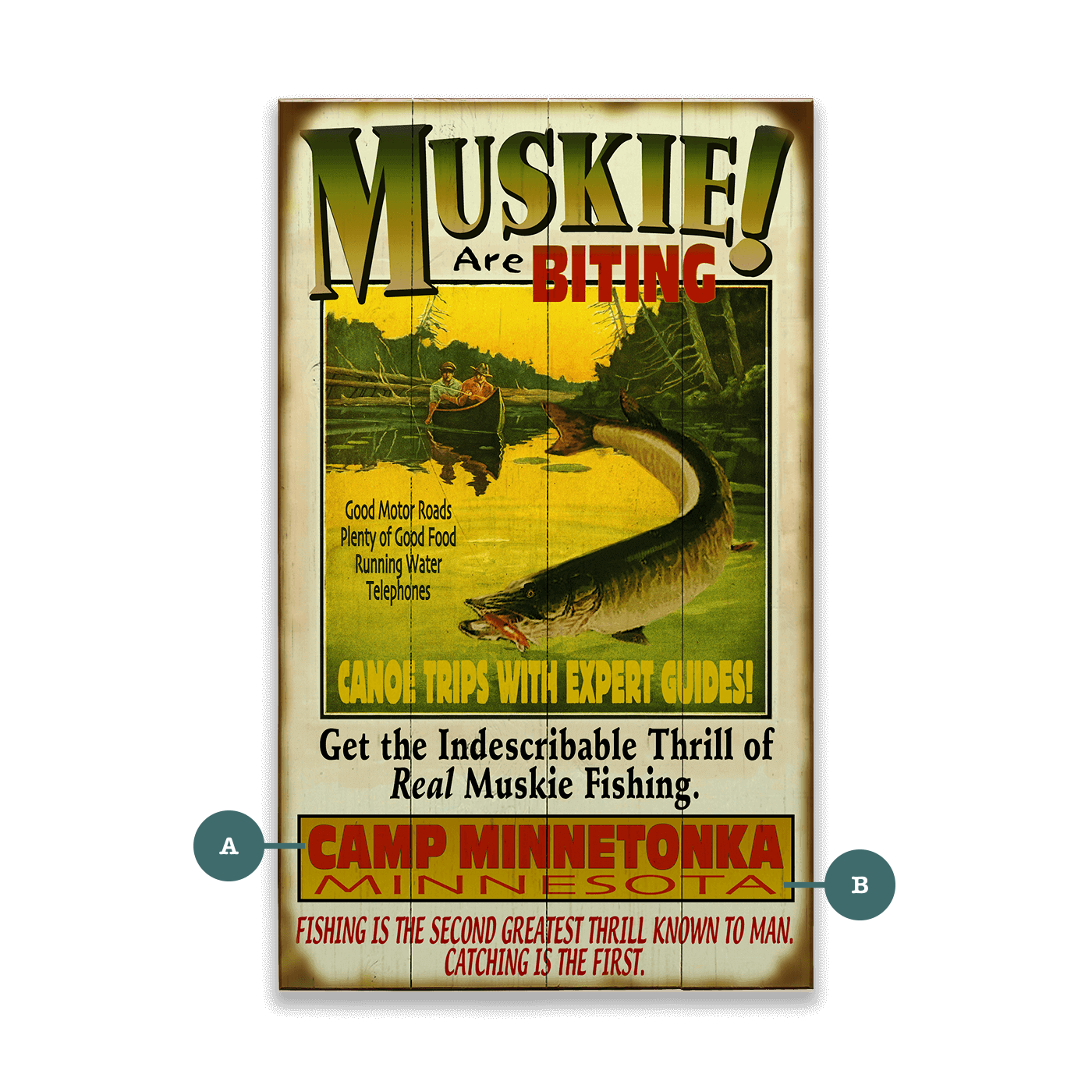The Muskie are Biting! - Wood & Metal Wall Art