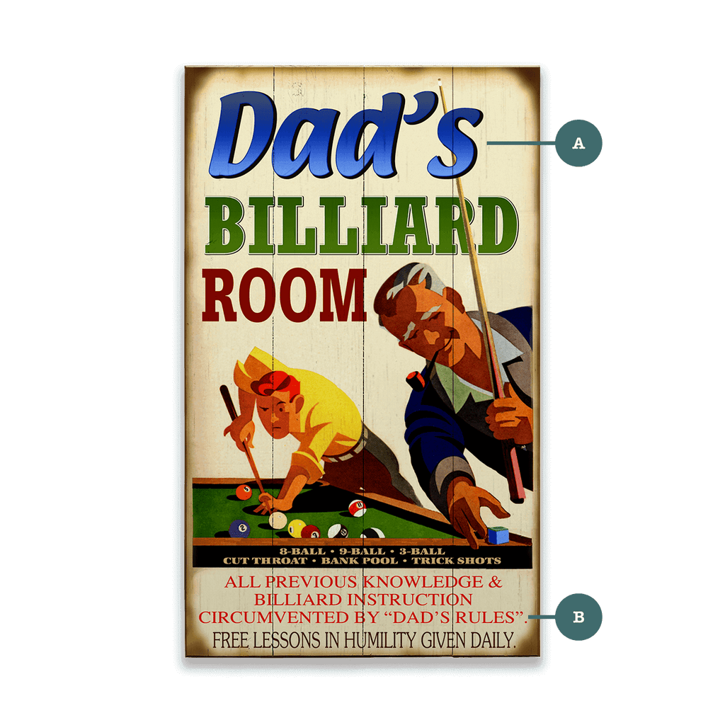 Dad's Billiard Room - Wood & Metal Wall Art