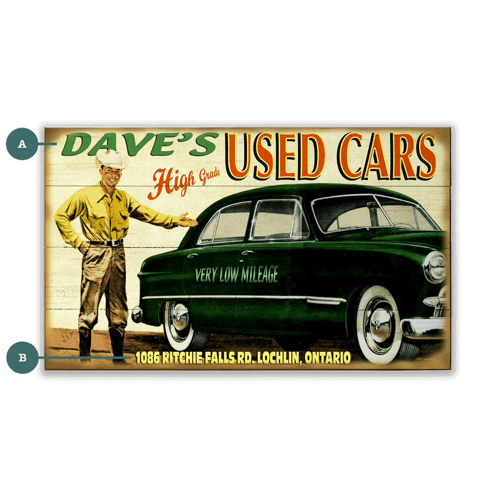 High Grade Used Cars - Wood & Metal Wall Art