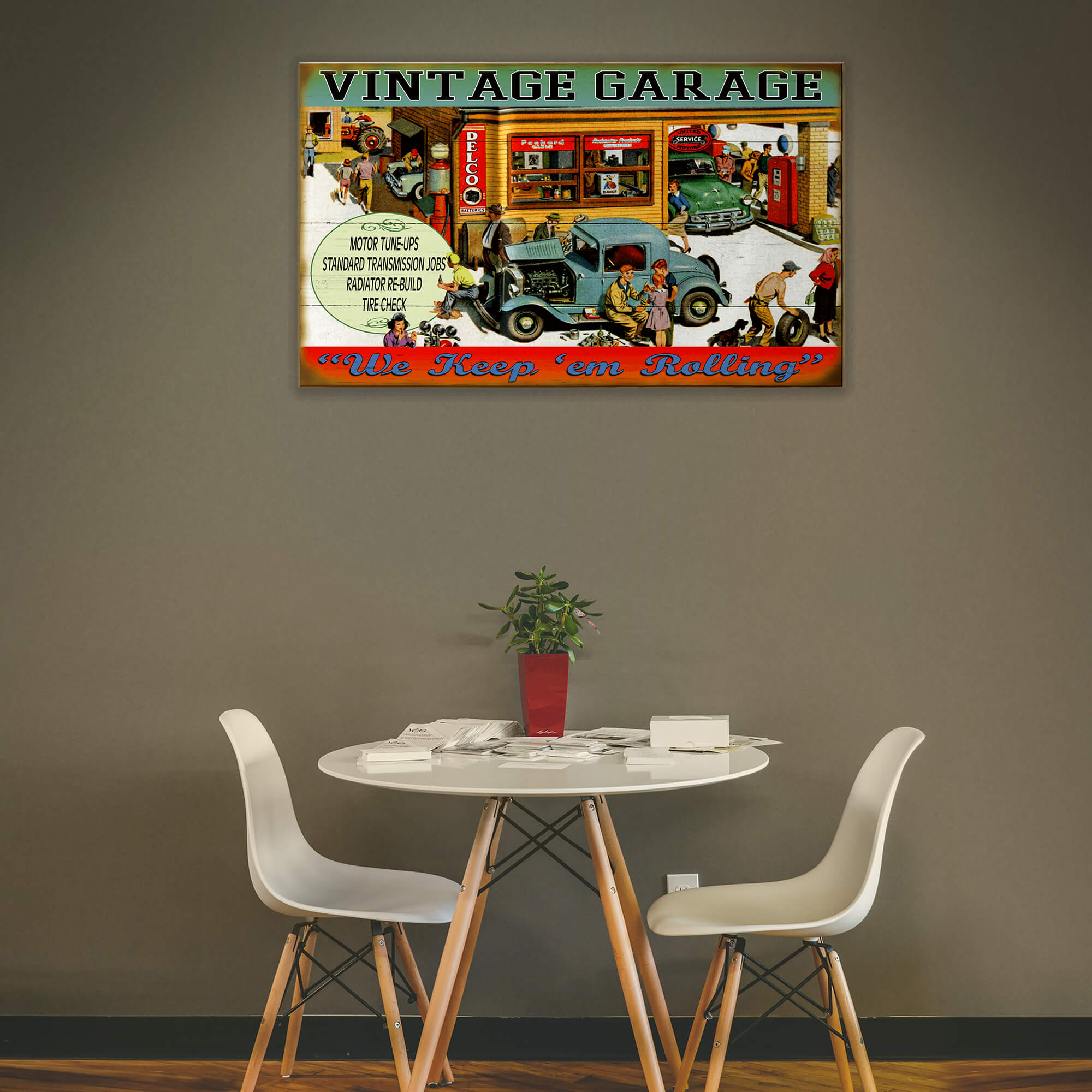 Vintage Garage - Wood & Metal Wall Art