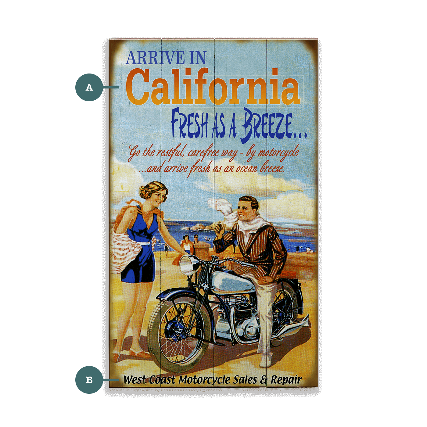 Motorcycle Touring - Wood & Metal Wall Art