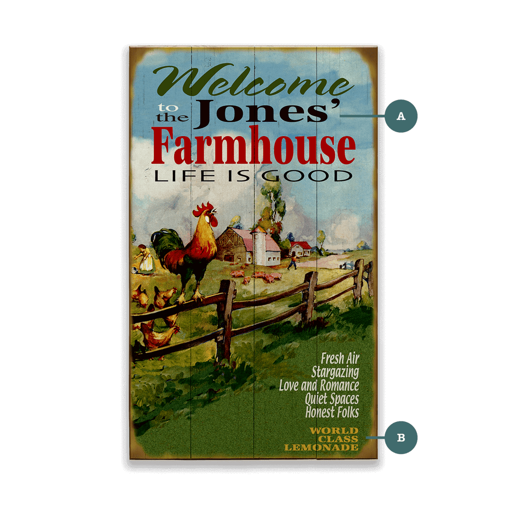 Welcome to our Farmhouse: Personalized - Wood & Metal Wall Art