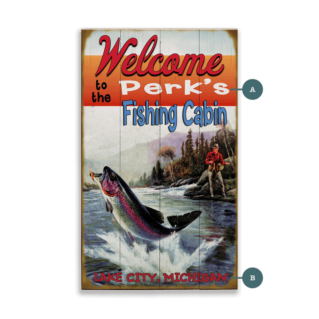 Welcome to the Fishing Cabin - Wood & Metal Wall Art