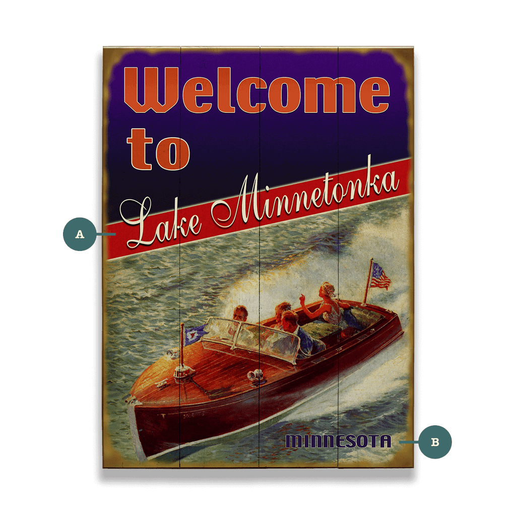 Red, White, and Blue Boaters (2 Lines) - Wood & Metal Wall Art