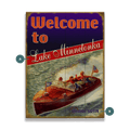Red, White, and Blue Boaters (2 Lines) - Wood & Metal Wall Art