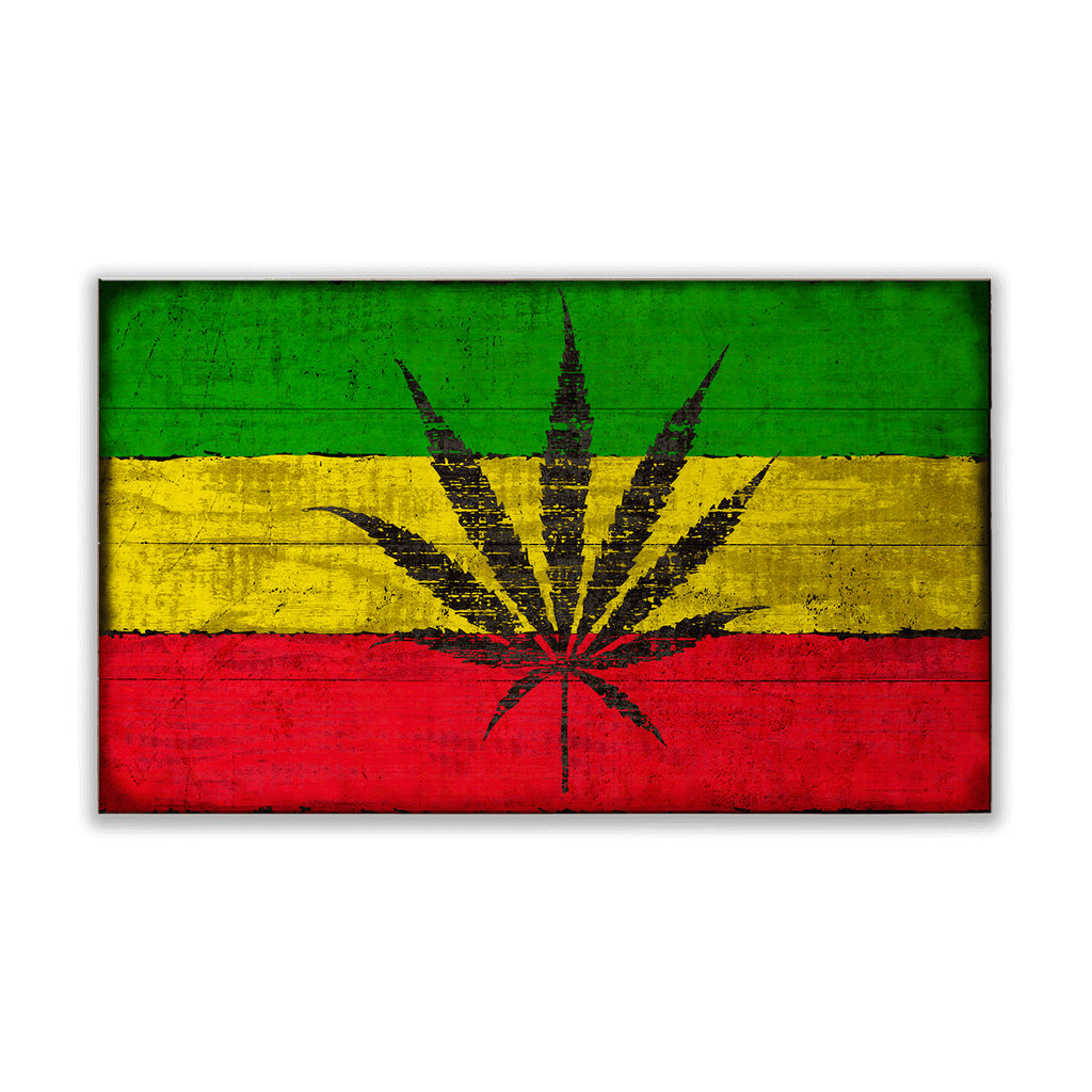 Marijuana Leaf Flag - Wood & Metal Wall Art