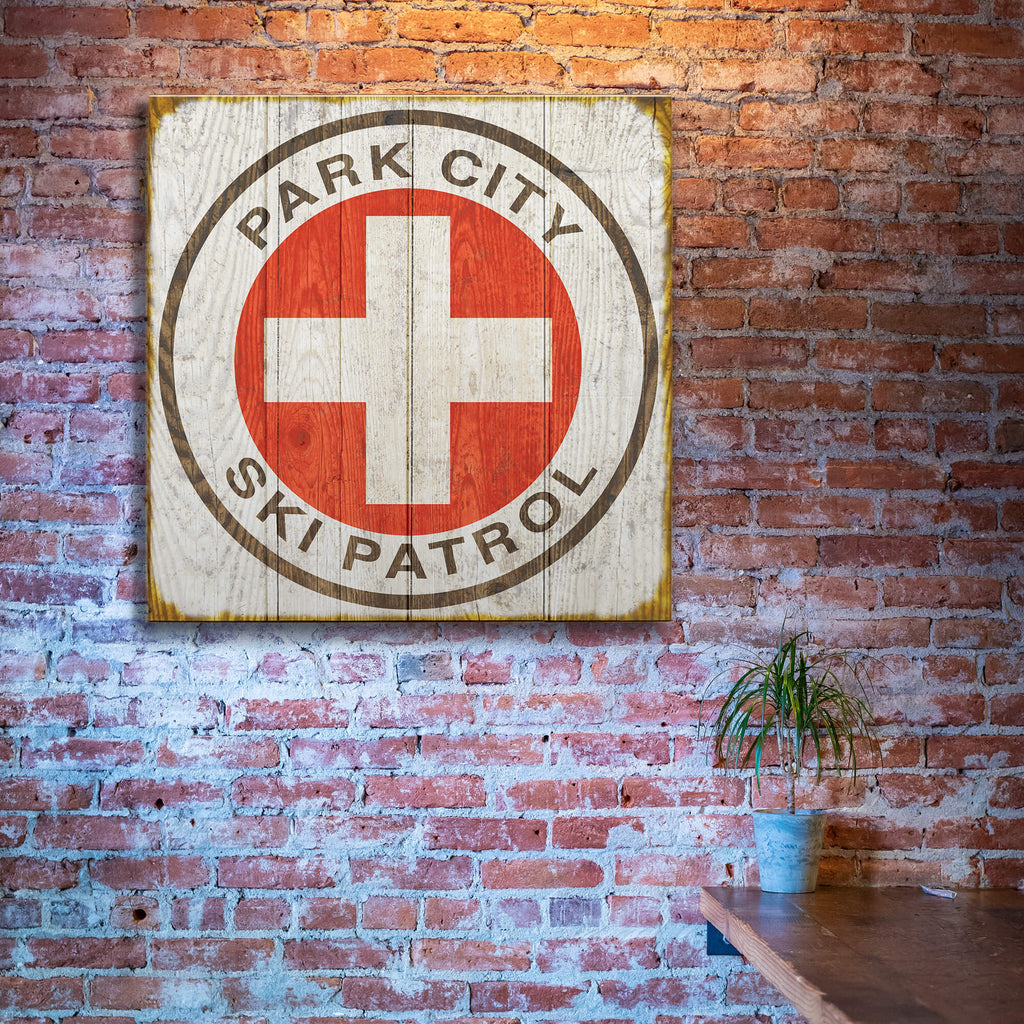 Vintage Ski Patrol Sign - Wood & Metal Wall Art