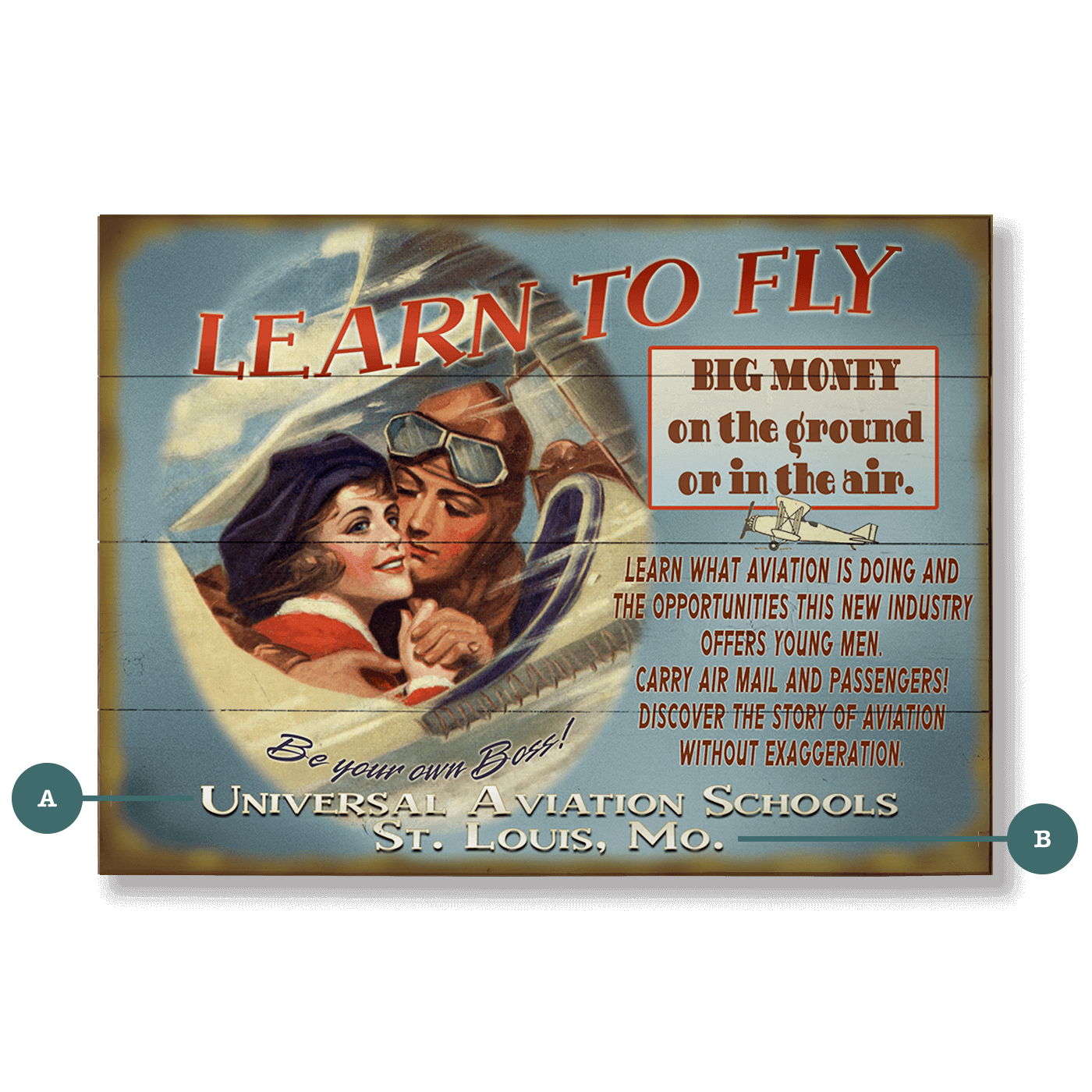 Learn to Fly: Personalized - Wood & Metal Wall Art