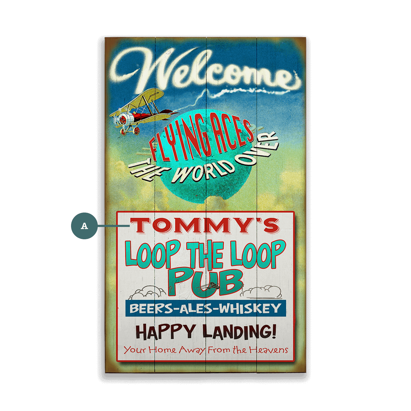 Loop the Loop Pub: Generic - Wood & Metal Wall Art