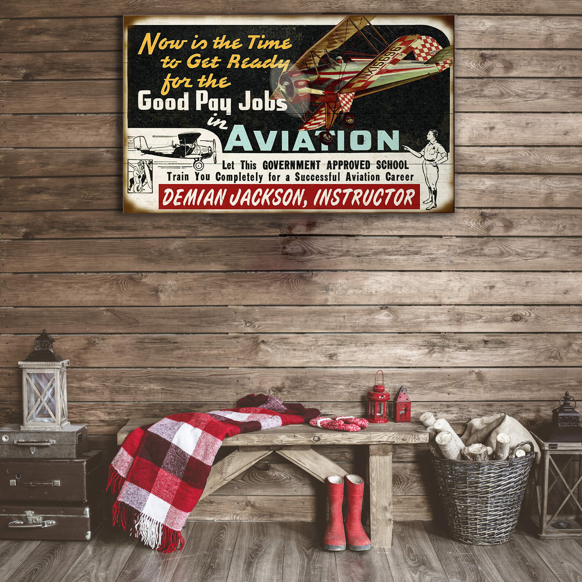 Aviation Instructor - Wood & Metal Wall Art