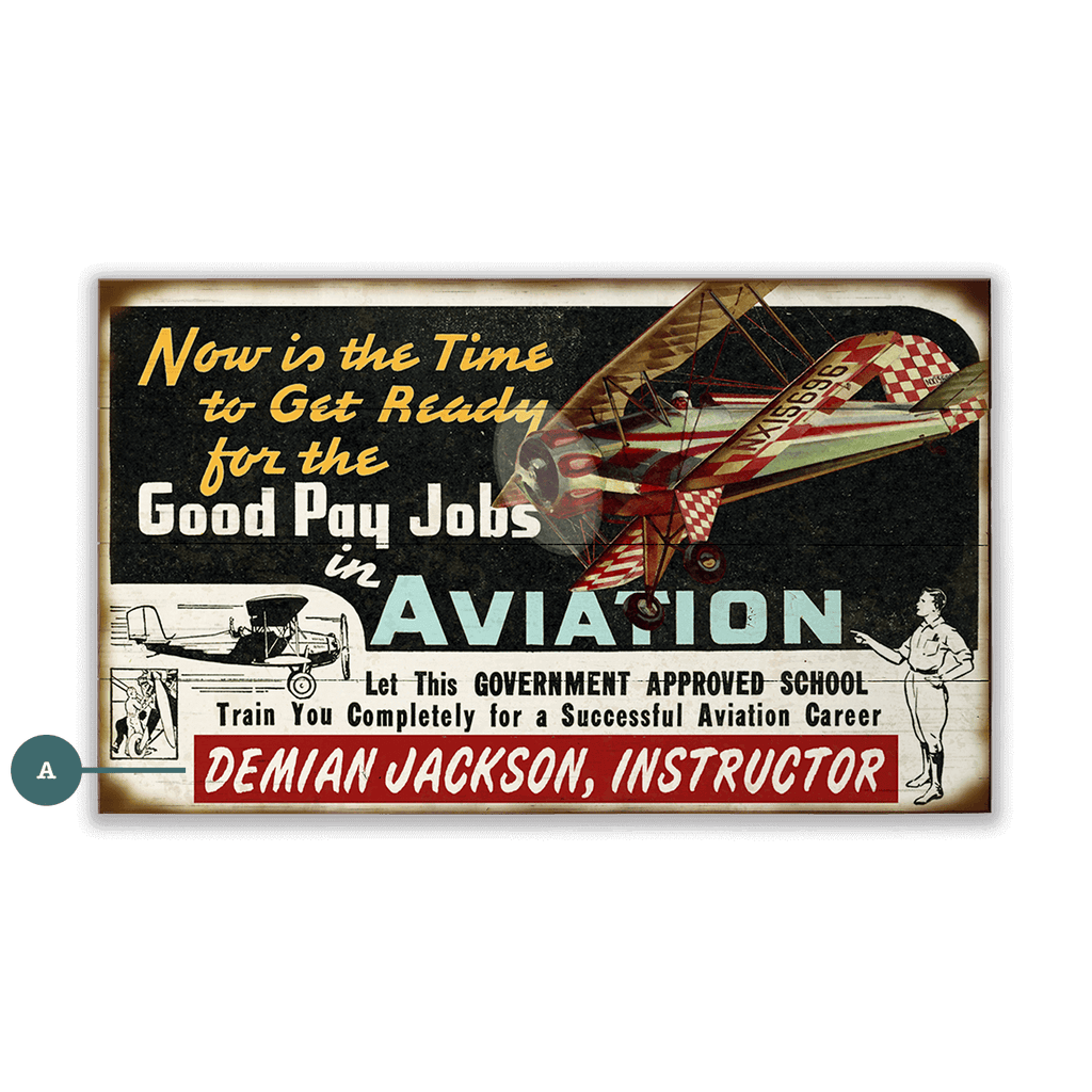 Aviation Instructor - Wood & Metal Wall Art