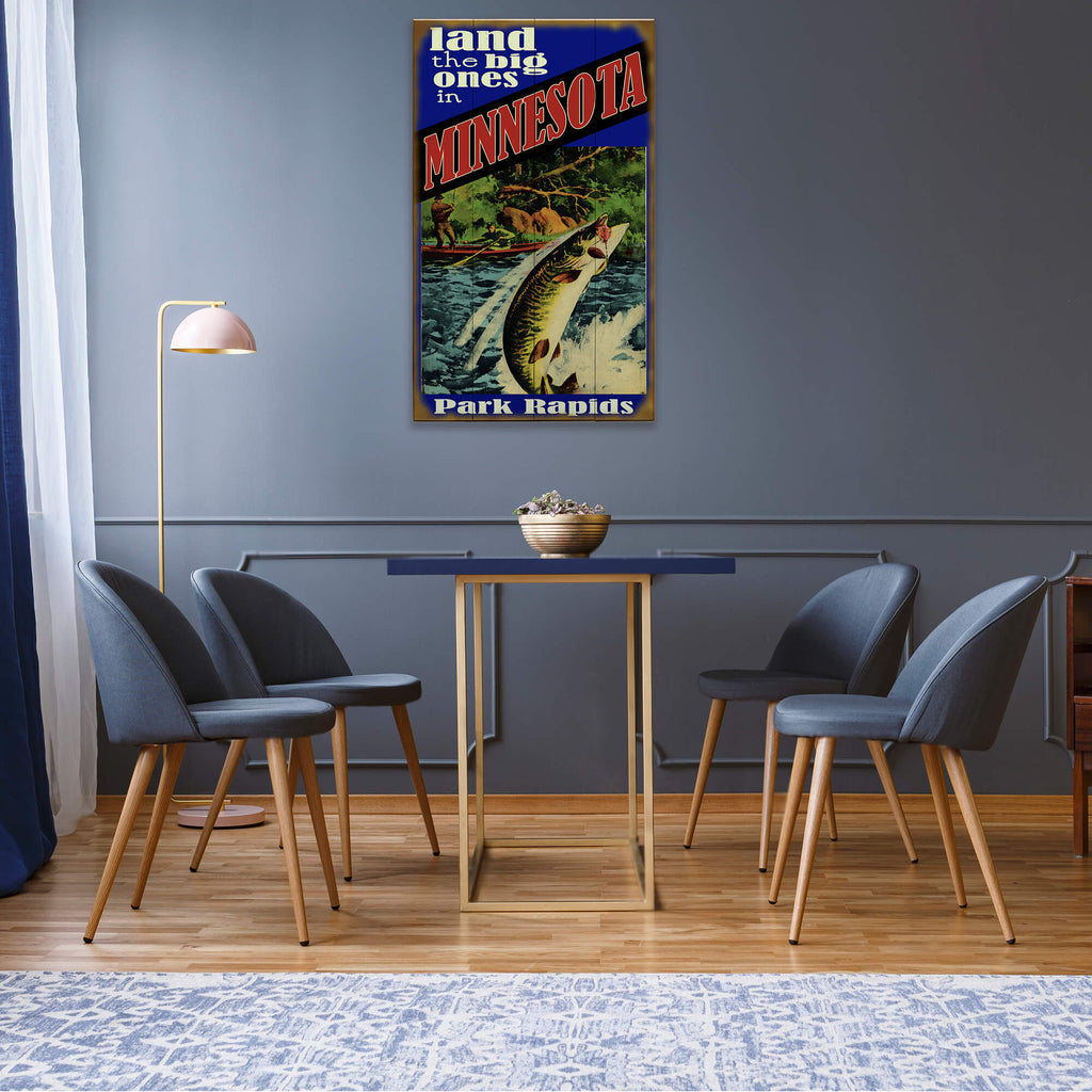 Land the Big Ones: Muskie - Wood & Metal Wall Art