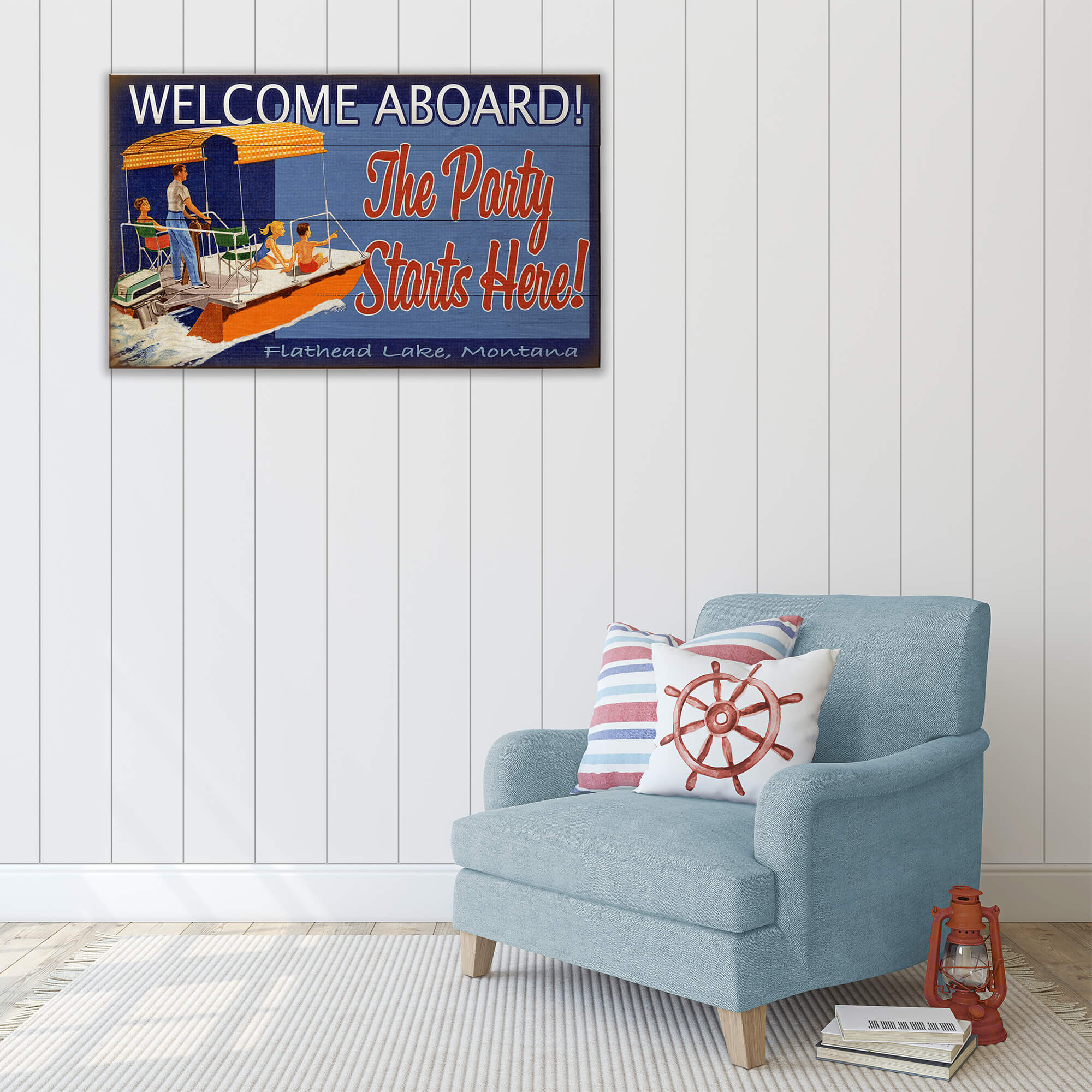 Welcome Aboard: Location Only - Wood & Metal Wall Art