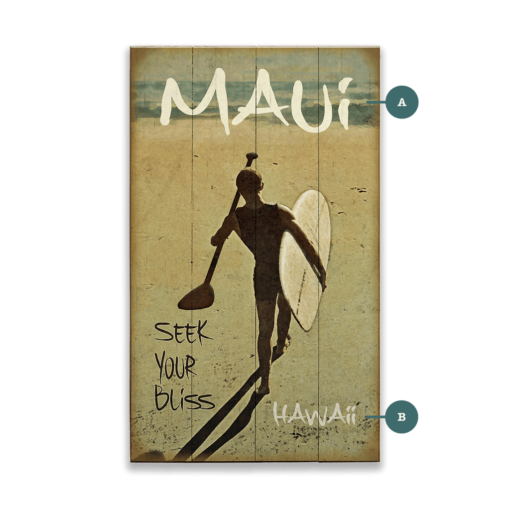 Seek Your Bliss Paddle-boarding - Wood & Metal Wall Art