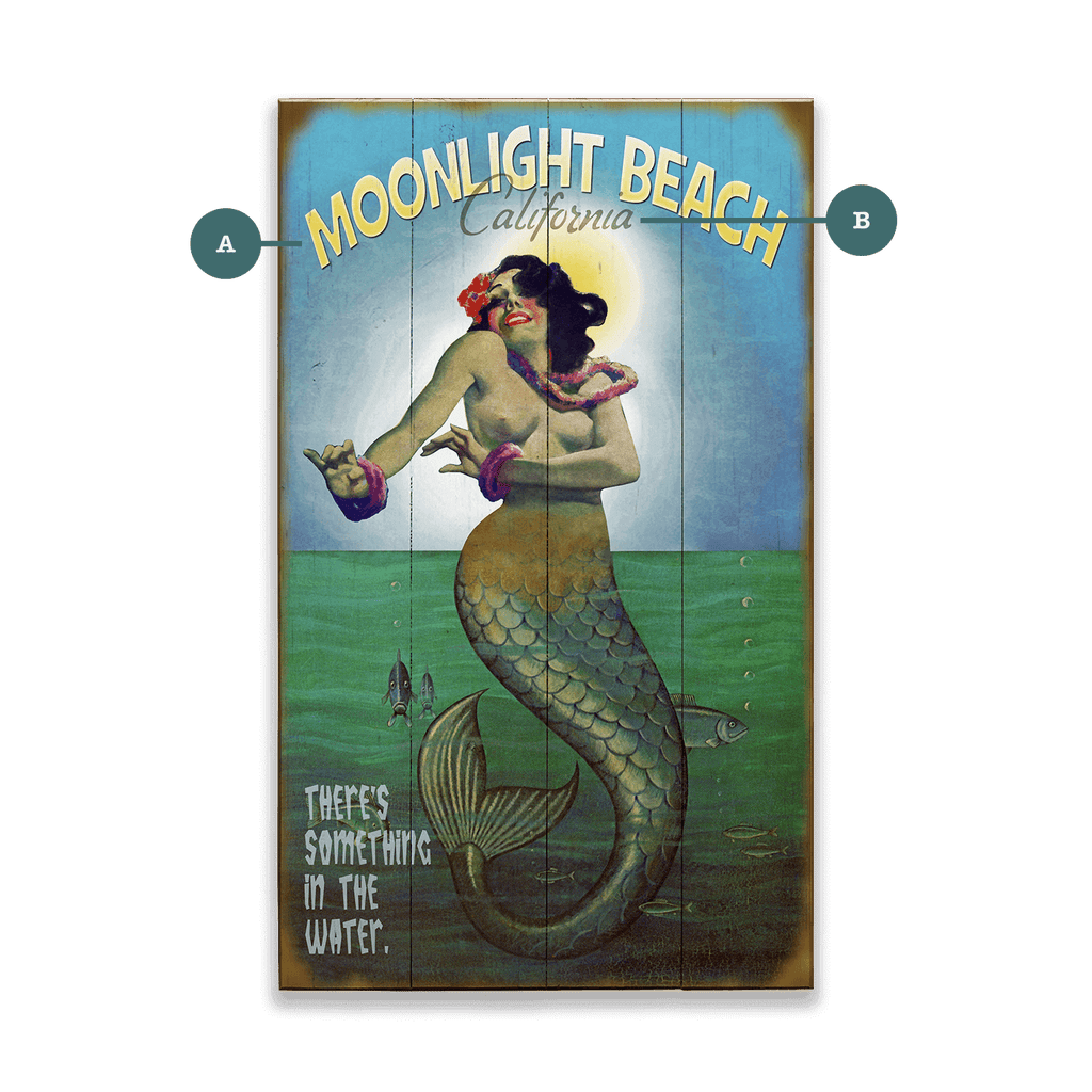 Mermaid Mystique at Moonlight (PG) - Wood & Metal Wall Art