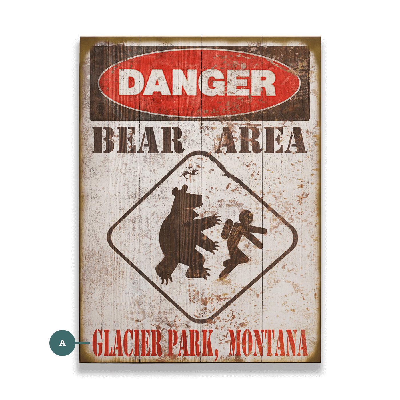 Bear Warning Sign - Wood & Metal Wall Art