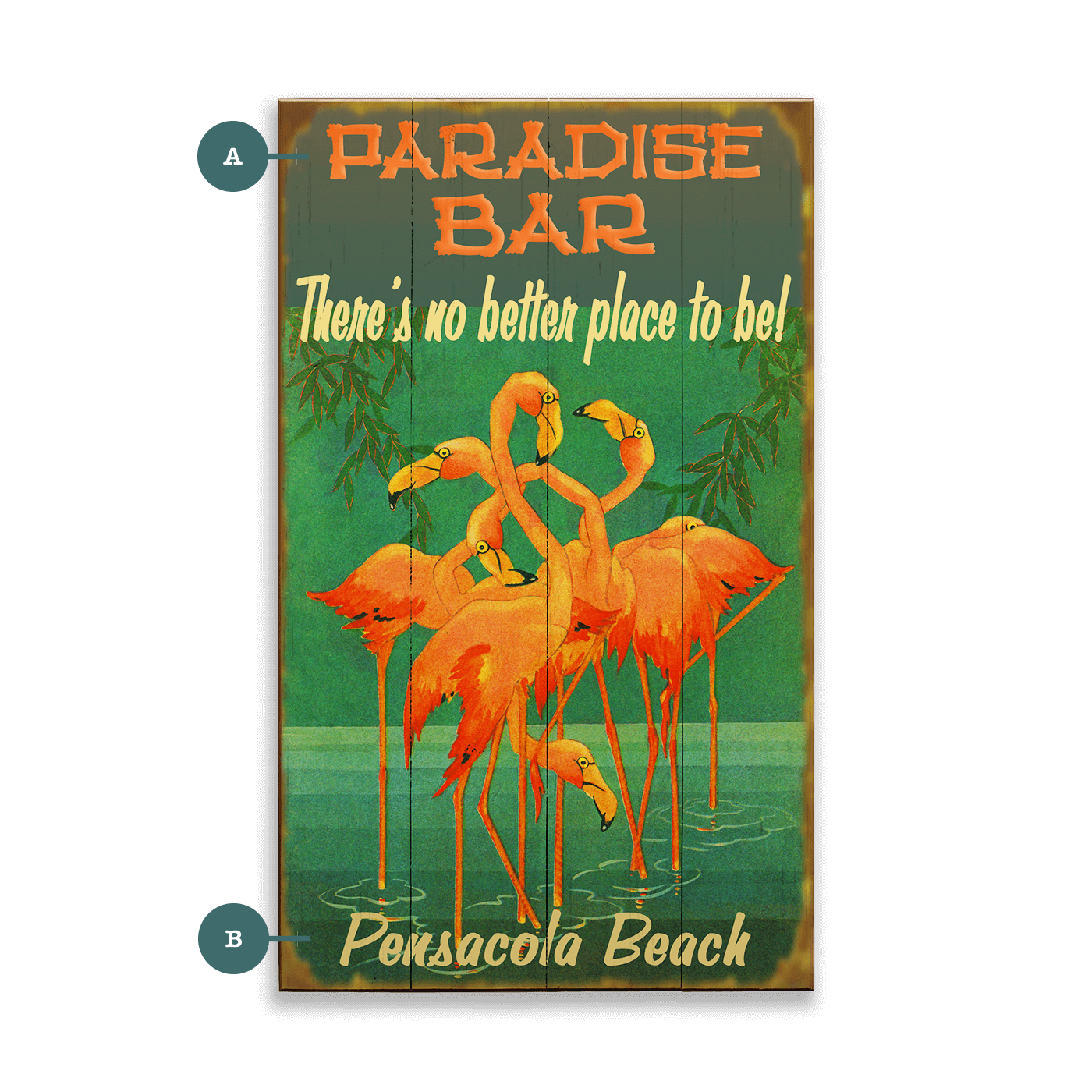Flamingo Paradise - Wood & Metal Wall Art