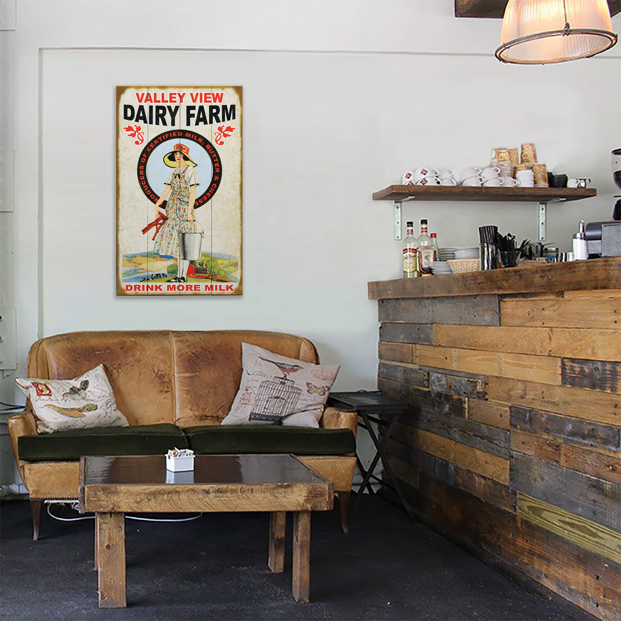 Milkmaid Drink More Milk - Wood & Metal Wall Art