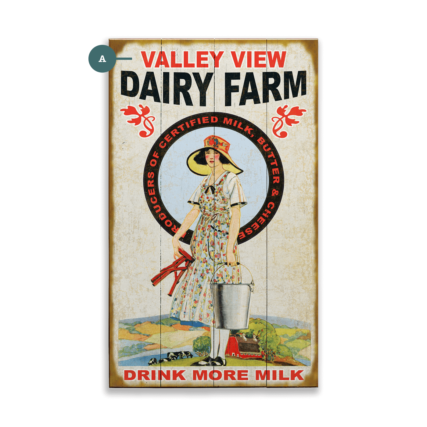 Milkmaid Drink More Milk - Wood & Metal Wall Art