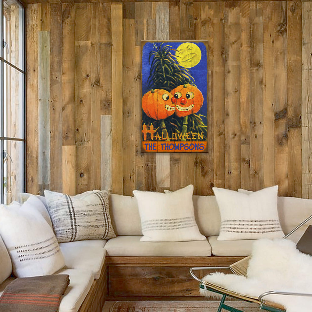 Two Pumpkins for Halloween - Wood & Metal Wall Art