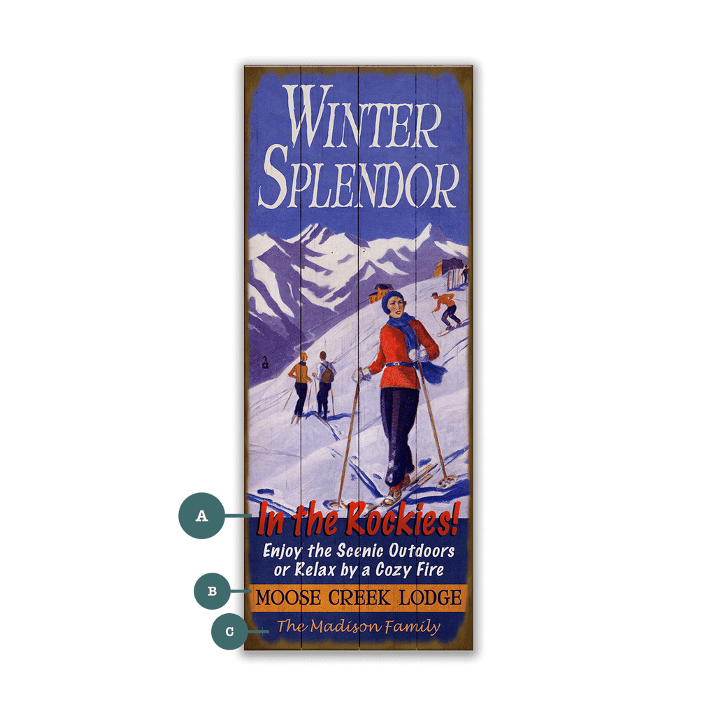 Winter Splendor Rockies with Skiers - Wood & Metal Wall Art