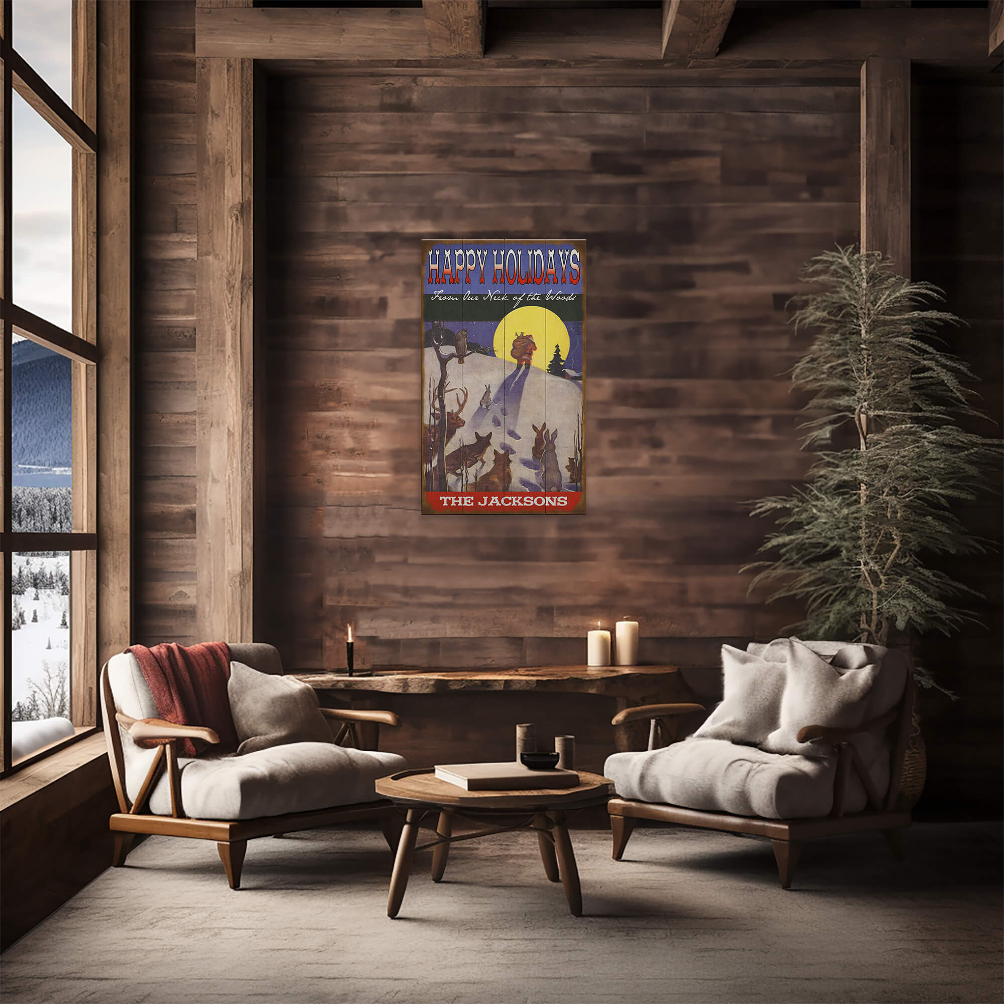Happy Holidays From Our Neck Of the Woods - Wood & Metal Wall Art