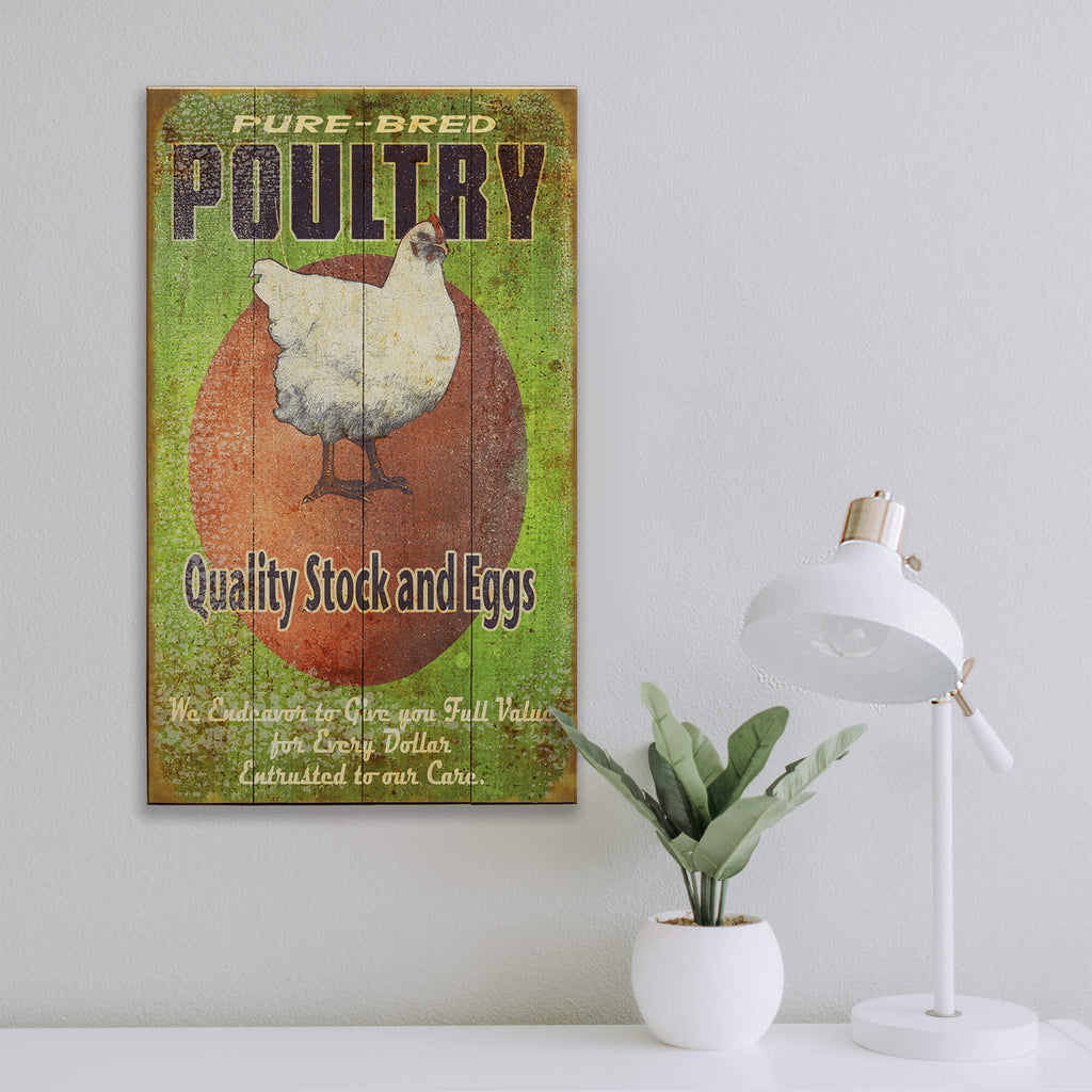 Quality Poultry Stock and Eggs - Wood & Metal Wall Art