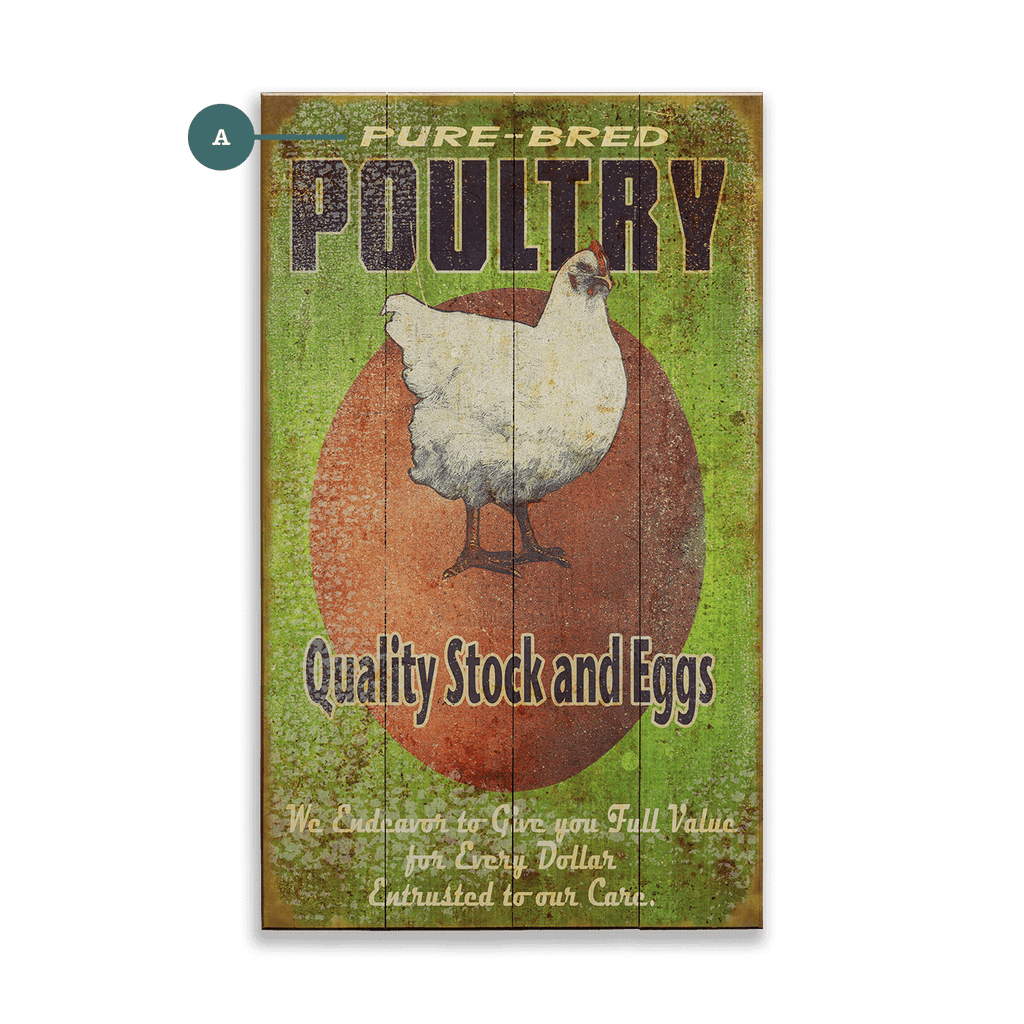 Quality Poultry Stock and Eggs - Wood & Metal Wall Art