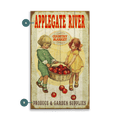 Country Market Kids with Apples - Wood & Metal Wall Art