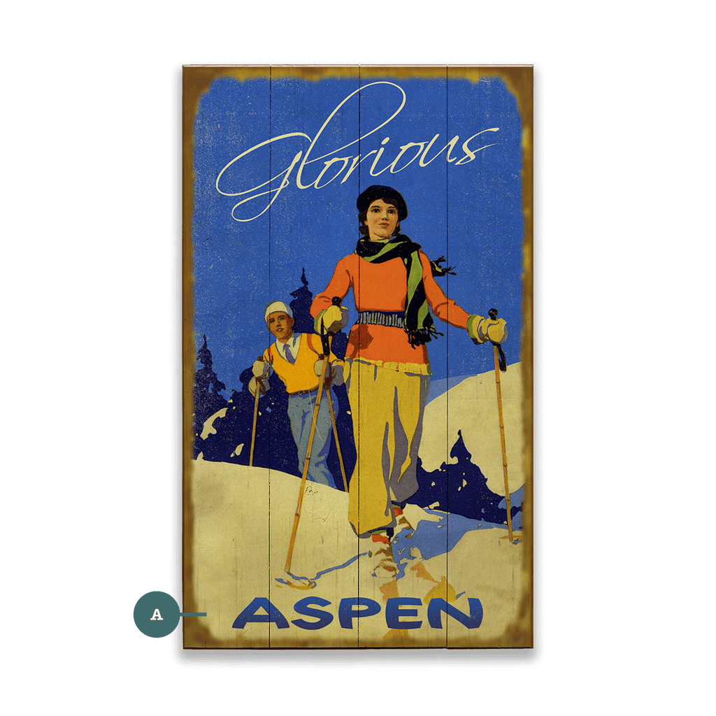 Glorious Skiing Pair - Wood & Metal Wall Art