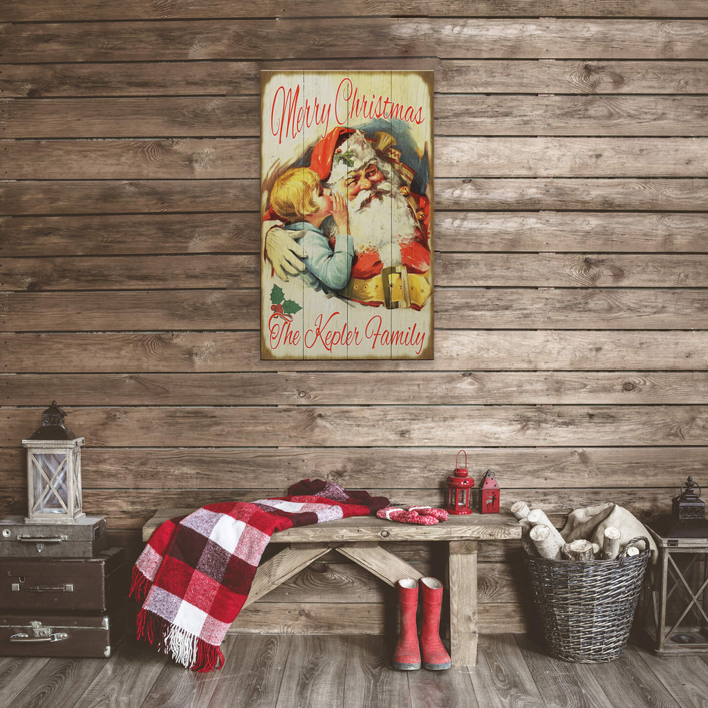 Santa and Whispering Child - Wood & Metal Wall Art