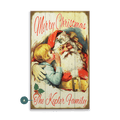 Santa and Whispering Child - Wood & Metal Wall Art