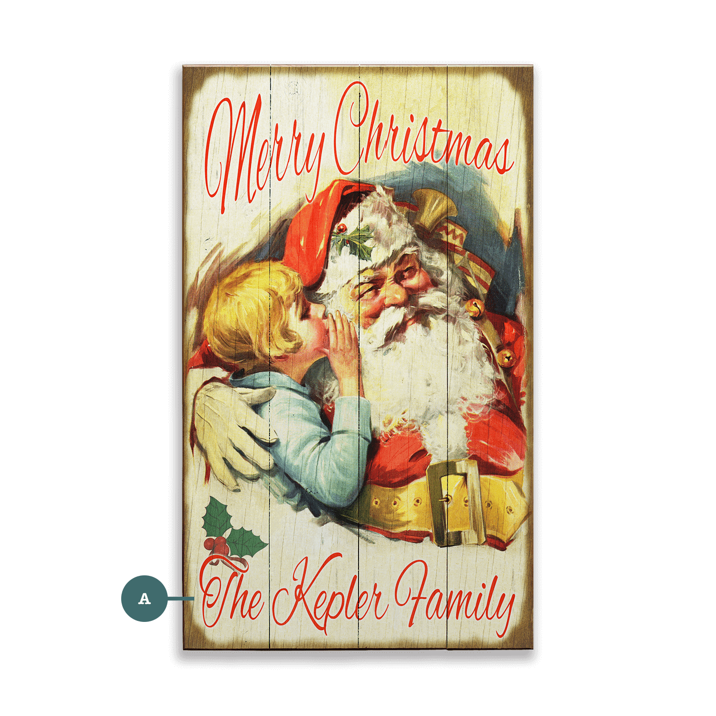 Santa and Whispering Child - Wood & Metal Wall Art