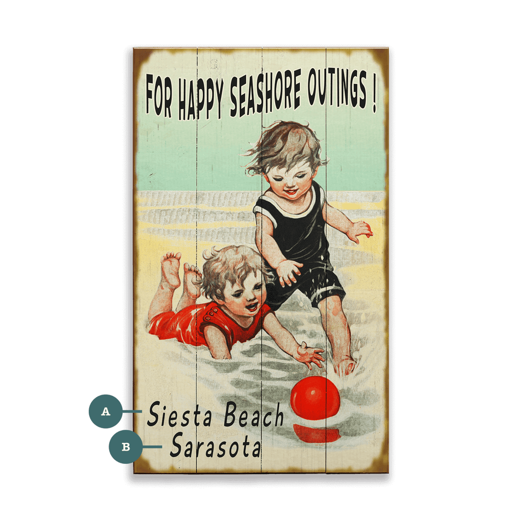 Happy Seashore Outings - Wood & Metal Wall Art