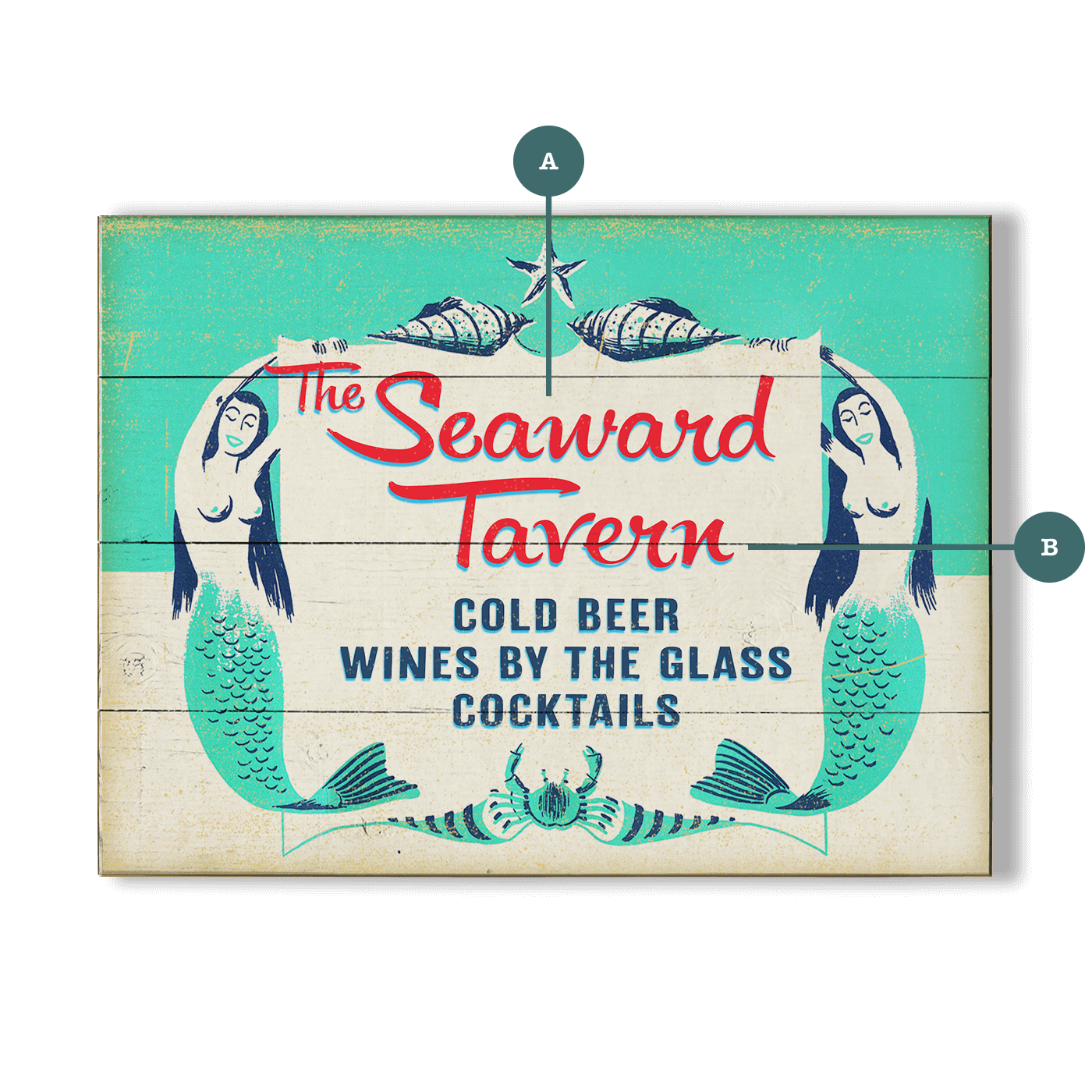 Mermaid Tavern - Wood & Metal Wall Art