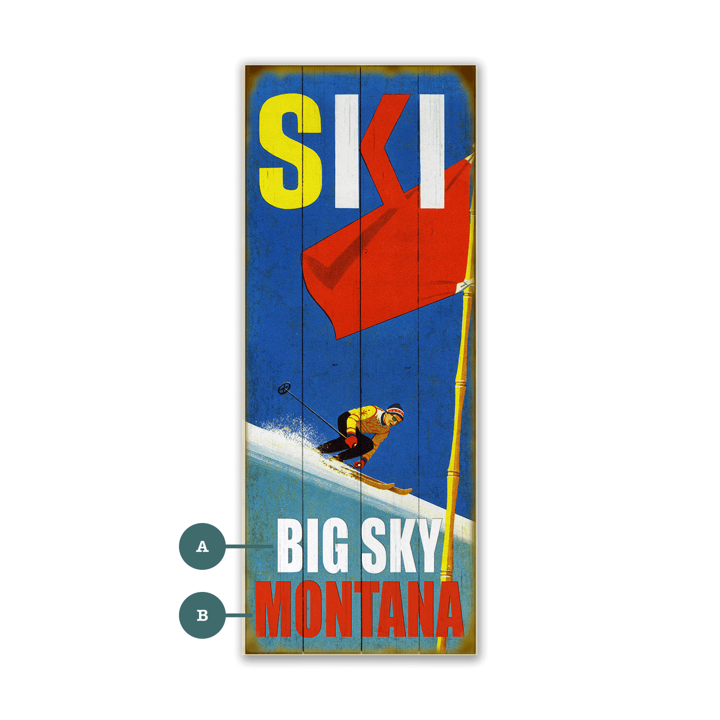 Ski Racer - Wood & Metal Wall Art