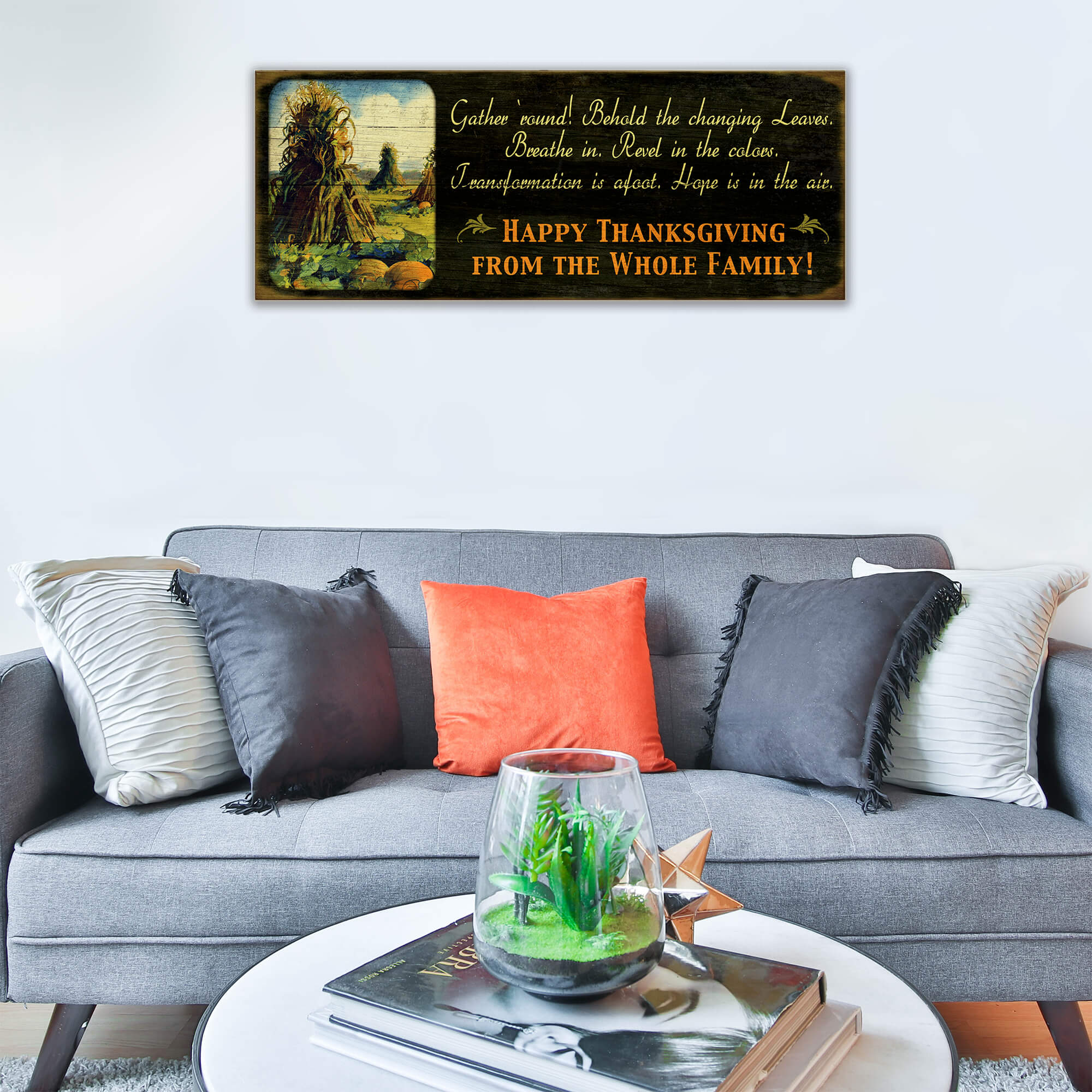Gather 'Round, Happy Thanksgiving - Wood & Metal Wall Art