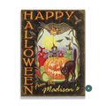 Happy Halloween, Witches and Black Cat - Wood & Metal Wall Art
