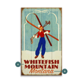 Alpine Glam Girl With Skis - Wood & Metal Wall Art