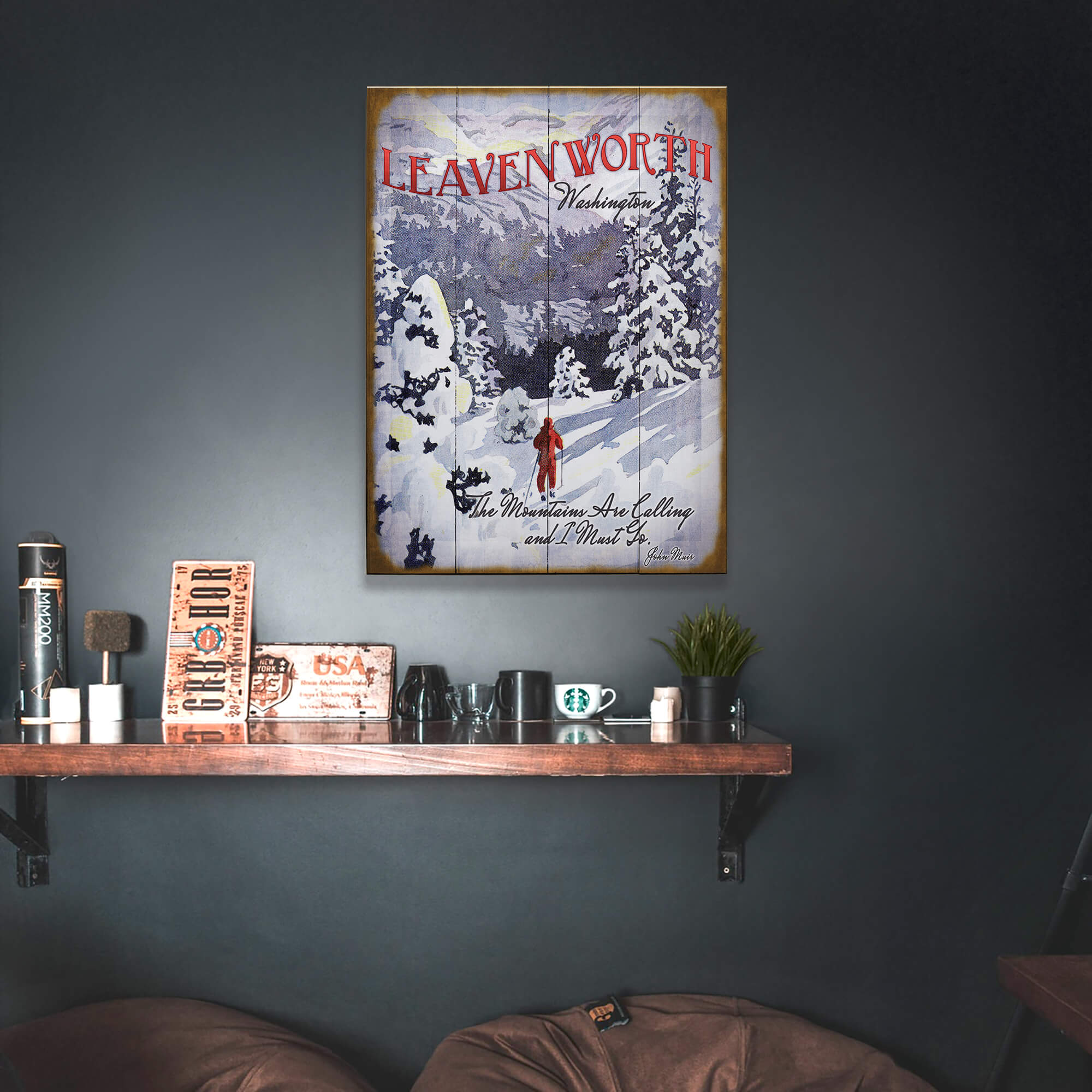 The Mountains are Calling: John Muir - Wood & Metal Wall Art