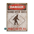 Sasquatch Warning Sign - Wood & Metal Wall Art